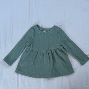 Cat & Jack Long Sleeve Ribbed Top - Teal 18m